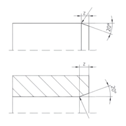 Technical drawing illustrating lead-in chamfers for O-ring installation, showing 20-degree chamfer angles with detailed dimensions to prevent O-ring damage and ensure smooth insertion into the groove.